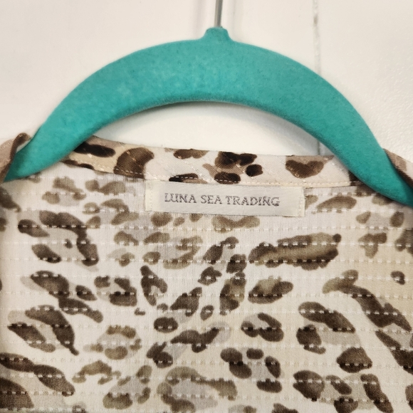 Luna Sea Trading Kimono Sleeve Robe Animal Leopard Print Beach Cover-up S/M - Picture 4 of 6